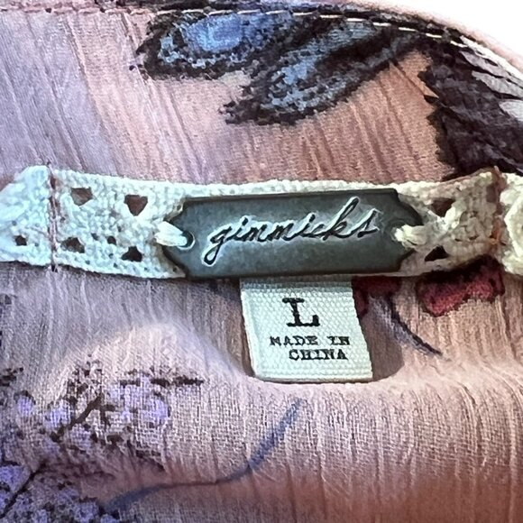 Gimmicks by BKE Buckle Ruffle Open Tie Back Boho Floral Top - Large - Picture 16 of 16